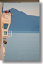 alaska, america, cruise ships, deck, men, mountains, north america, people, united states, vertical, photograph
