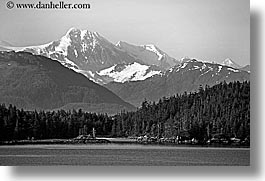 alaska, america, black and white, horizontal, mountains, north america, united states, photograph