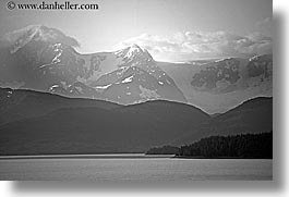alaska, america, black and white, horizontal, mountains, north america, united states, photograph