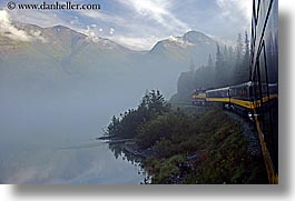 alaska, america, fog, horizontal, north america, trains, united states, photograph