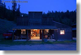 america, dusk, horizontal, idaho, north america, red horse mountain ranch, saloon, united states, photograph