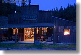 america, dusk, horizontal, idaho, north america, red horse mountain ranch, saloon, united states, photograph