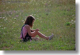 america, childrens, fields, girls, horizontal, idaho, north america, people, red horse mountain ranch, united states, photograph