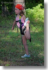 america, bandana, childrens, clothes, girls, idaho, north america, people, red horse mountain ranch, stretching, united states, vertical, photograph