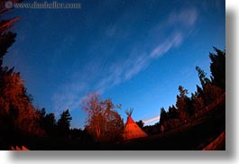 america, dusk, fisheye lens, horizontal, idaho, long exposure, north america, red horse mountain ranch, scenics, teepee, united states, photograph