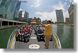 america, boats, chicago, cityscapes, clouds, crowds, dogs, fisheye lens, horizontal, illinois, north america, rivers, seas, united states, water, photograph