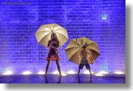 america, bricks, chicago, crown fountains, glow, horizontal, illinois, jacks, jills, lights, materials, millenium park, nite, north america, rain, umbrellas, united states, weather, photograph