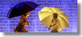 america, bricks, chicago, crown fountains, glow, horizontal, illinois, jacks, jills, lights, materials, millenium park, nite, north america, panoramic, rain, umbrellas, united states, weather, photograph