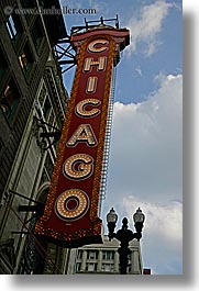 america, chicago, illinois, lights, north america, signs, united states, vertical, photograph