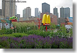 america, chicago, flowers, gardens, horizontal, illinois, mcdonalds, north america, signs, united states, photograph