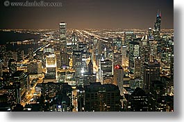 america, chicago, cityscapes, horizontal, illinois, nite, north america, slow exposure, united states, photograph