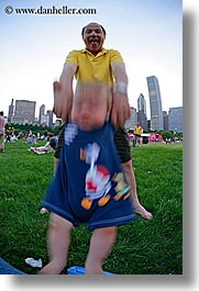 america, babies, boys, chicago, dans, fathers, fisheye lens, grass, hellers, illinois, jacks, men, motion blur, north america, people, swinging, swings, united states, vertical, photograph