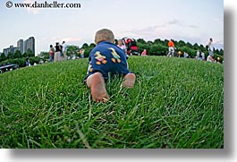 america, away, babies, boys, chicago, crawl, crawling, fisheye lens, grass, hellers, horizontal, illinois, jacks, north america, people, united states, photograph