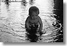 america, babies, black and white, boys, chicago, crawl, crawling, hellers, horizontal, illinois, jacks, north america, people, united states, water, photograph