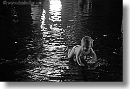 america, babies, black and white, boys, chicago, crawl, crawling, hellers, horizontal, illinois, jacks, north america, people, united states, water, photograph