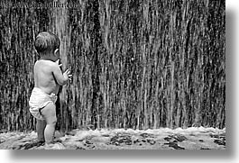 america, babies, black and white, boys, chicago, fountains, hellers, horizontal, illinois, jacks, north america, people, united states, water, waterfalls, photograph