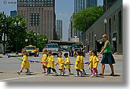 america, chicago, childrens, crossing, horizontal, illinois, north america, people, streets, united states, photograph