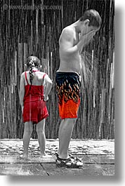 america, b&w/color, boys, chicago, childrens, fountains, girls, illinois, north america, people, united states, vertical, photograph