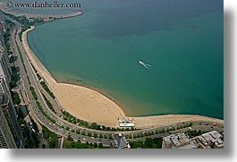 aerials, america, beaches, chicago, harbor, horizontal, illinois, montrose, north america, oak, streets, united states, water, water front, photograph