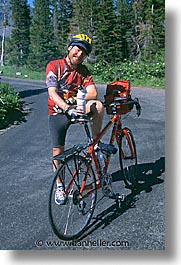 america, backroads, bicycles, bridge, glaciers, montana, national parks, north america, self-portrait, united states, vertical, western united states, western usa, photograph