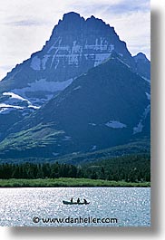 america, canoes, glaciers, lakes, montana, national parks, north america, united states, vertical, western united states, western usa, photograph
