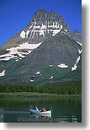 america, boats, dogs, glaciers, lakes, montana, national parks, north america, united states, vertical, western united states, western usa, photograph