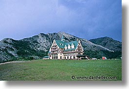 america, glaciers, horizontal, hotels, montana, national parks, north america, prince, united states, wales, waterton, western united states, western usa, photograph