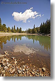 america, clouds, glacier trail, great basin natl park, lakes, nevada, north america, reflections, united states, vertical, western usa, photograph