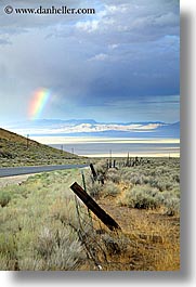 america, clouds, desert, fences, great basin natl park, high desert, nevada, north america, rainbow, sky, united states, vertical, western usa, photograph