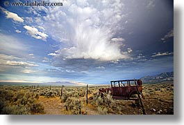 america, antiques, cars, clouds, desert, great basin natl park, high desert, horizontal, nevada, north america, trucks, united states, western usa, photograph