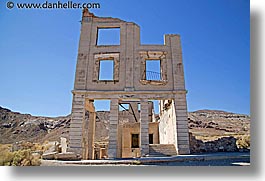 america, buildings, ghost town, horizontal, nevada, north america, rhyolite, united states, western usa, photograph