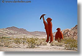 america, ghost town, horizontal, miners, nevada, north america, rhyolite, sculptures, united states, western usa, photograph