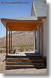 america, ghost town, nevada, north america, porch, rhyolite, united states, vertical, western usa, photograph