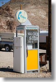 america, ghost town, nevada, north america, phones, rhyolite, sodas, united states, vertical, western usa, photograph