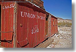 america, cars, ghost town, horizontal, nevada, north america, pacific, rhyolite, trains, union, united states, western usa, photograph