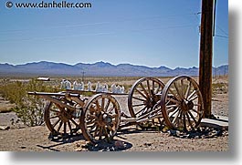 america, ghost town, horizontal, nevada, north america, rhyolite, united states, wagons, western usa, wheels, photograph