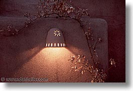 america, architectures, desert southwest, horizontal, illuminated, indian country, new mexico, north america, santa fe, sconces, southwest, united states, western usa, photograph