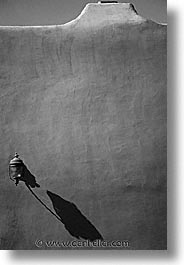america, architectures, black and white, desert southwest, indian country, new mexico, north america, santa fe, sconces, shadows, southwest, united states, vertical, western usa, photograph