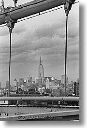 america, black and white, bridge, cities, cityscapes, new york, new york city, north america, united states, vertical, photograph