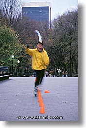 america, blader, cones, new york, new york city, north america, roller, streets, united states, vertical, photograph