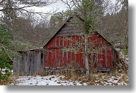 america, ashland, barn, horizontal, north america, oregon, red, snow, united states, photograph