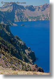 america, crater, crater lake, crater rim, geology, lakes, nature, north america, oregon, rim, united states, vertical, water, photograph