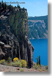 america, crater, crater lake, crater rim, geology, lakes, nature, north america, oregon, rim, united states, vertical, water, photograph