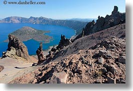 america, crater, crater lake, crater rim, geology, horizontal, lakes, nature, north america, oregon, rim, united states, water, photograph