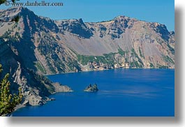america, crater lake, geology, horizontal, islands, lakes, nature, north america, oregon, phantom, phantom ship, ships, united states, water, photograph