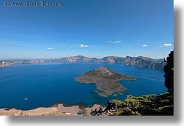 america, crater lake, geology, horizontal, islands, north america, oregon, united states, wizard, wizard island, photograph