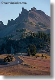 america, crater lake, landscapes, mountains, north america, oregon, roads, united states, vertical, photograph