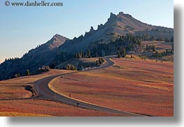 america, crater lake, horizontal, landscapes, mountains, north america, oregon, roads, united states, photograph