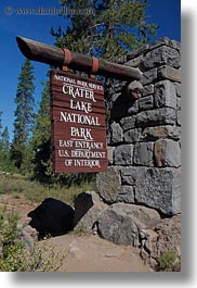 america, crater, crater lake, lakes, north america, oregon, park, signs, united states, vertical, photograph