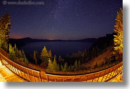 america, crater lake, fisheye lens, galaxy, horizontal, illuminated, long exposure, milky, milky way, nite, north america, oregon, stars, trees, united states, way, photograph